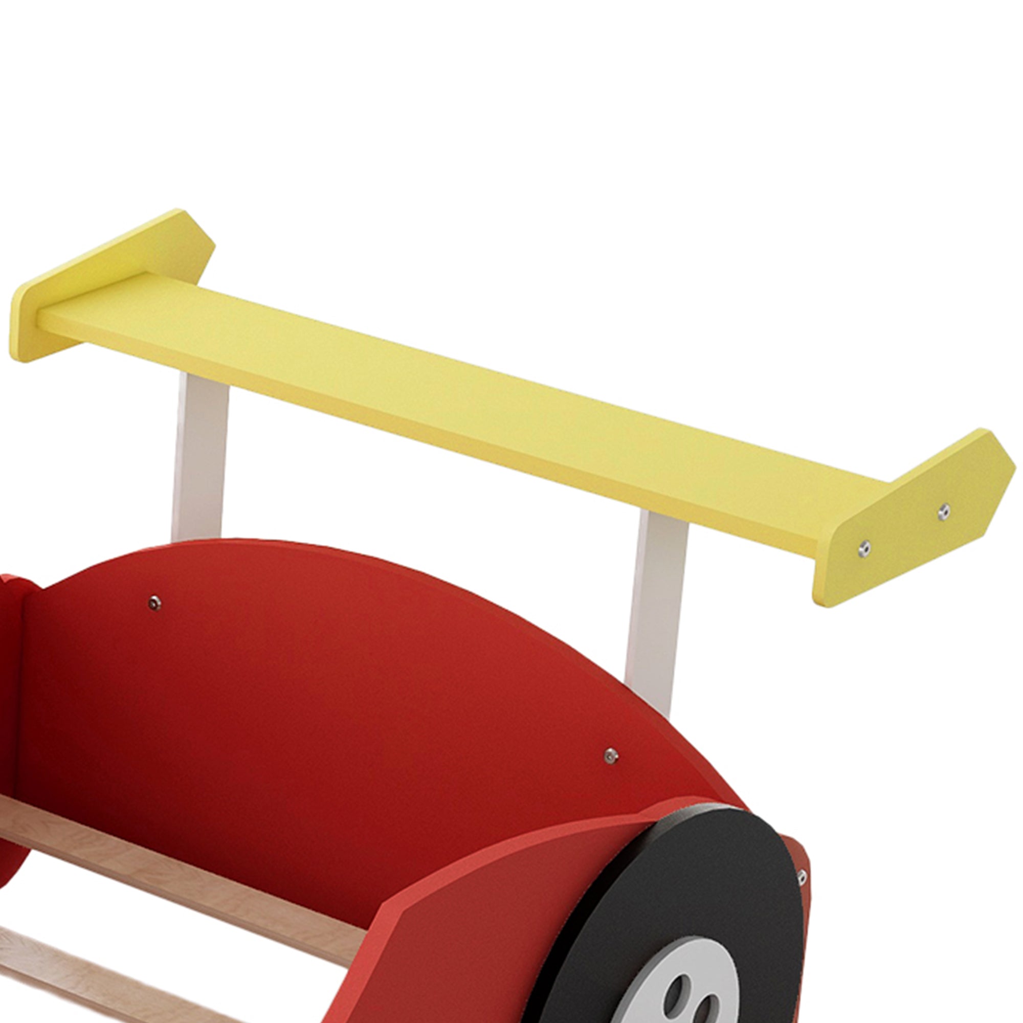 Twin Size Race Car-Shaped Platform Bed with Wheels,Red