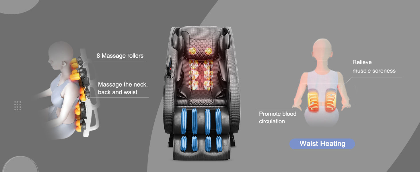 Massage Chair Blue-Tooth Connection and Speaker, Easy to Use at Home and in The Office and Recliner with Zero Gravity with Full Body Air Pressure, 001, 50D x 26W x 40H in, Black3