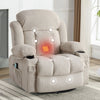 Swinging recliner massage heated sofa, with USB and 2 cup holders in side pockets, PackageA+B (BEIGE )