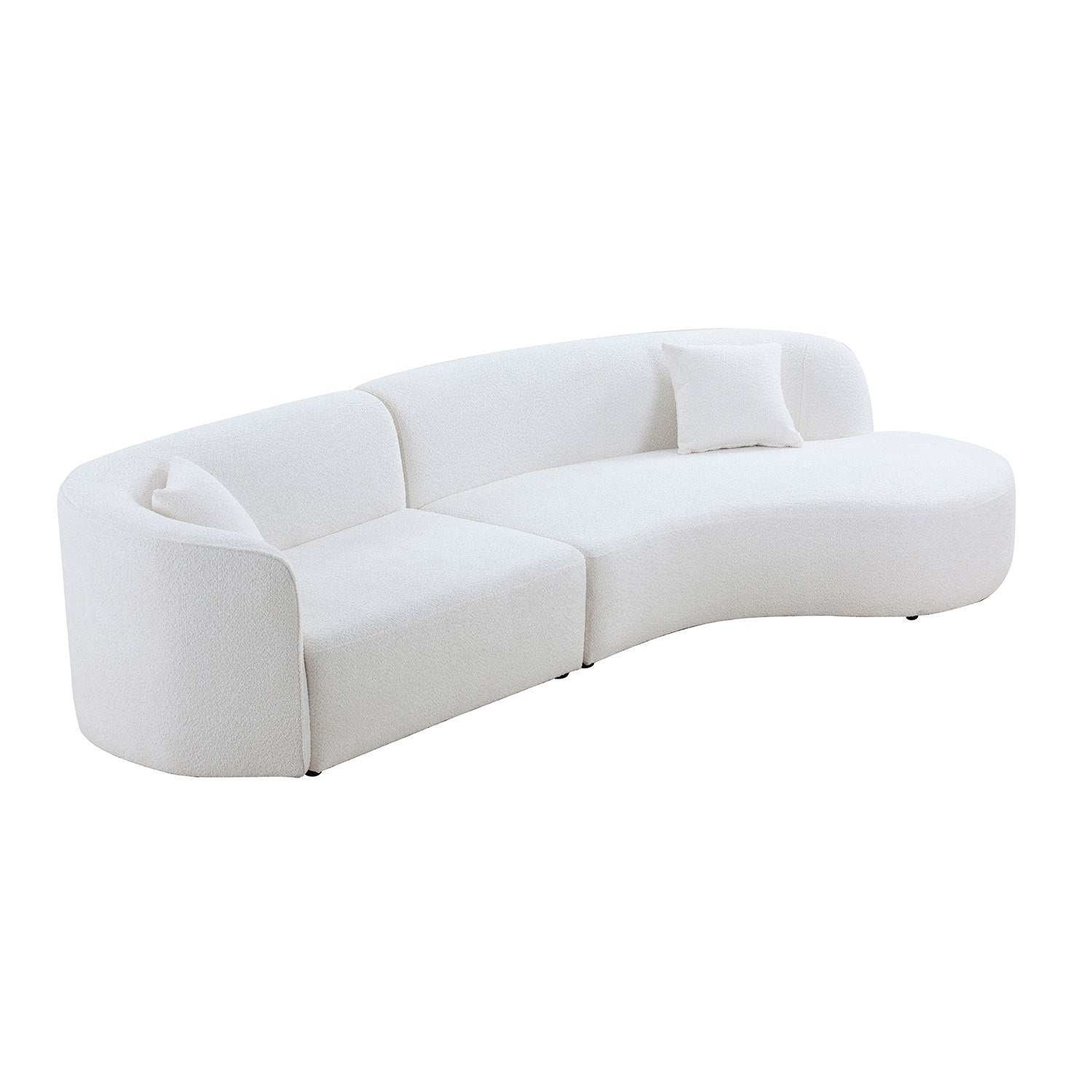 Luxury Modern Style Living Room Upholstery Curved Sofa with Chaise 2-Piece Set, Right Hand Facing Sectional,  Boucle Couch, White