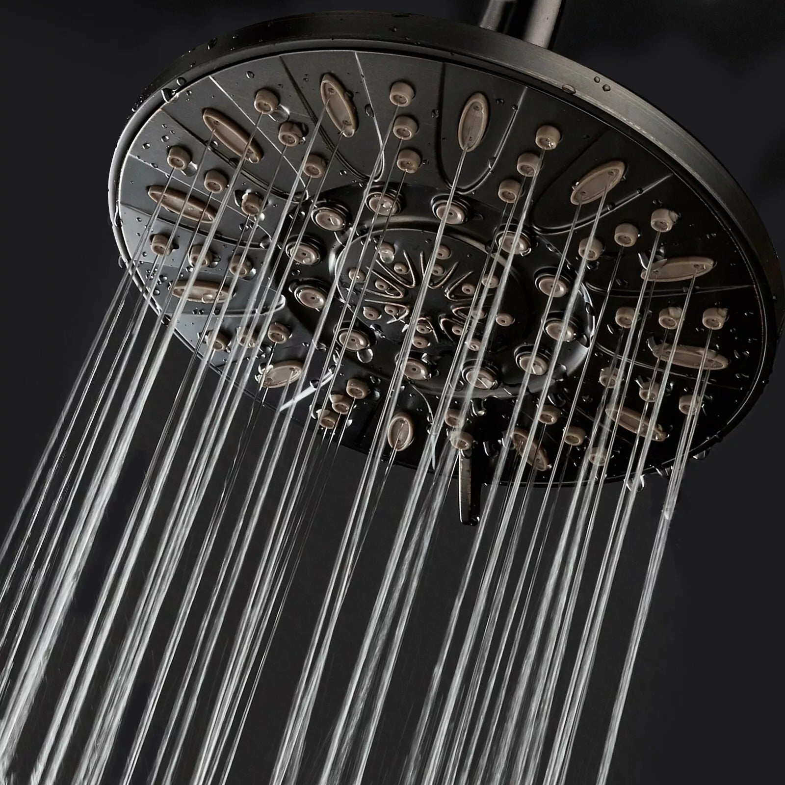 High-Pressure 7'' Rainfall Shower Head - 6 Settings, Oil Rubbed Bronze Finish