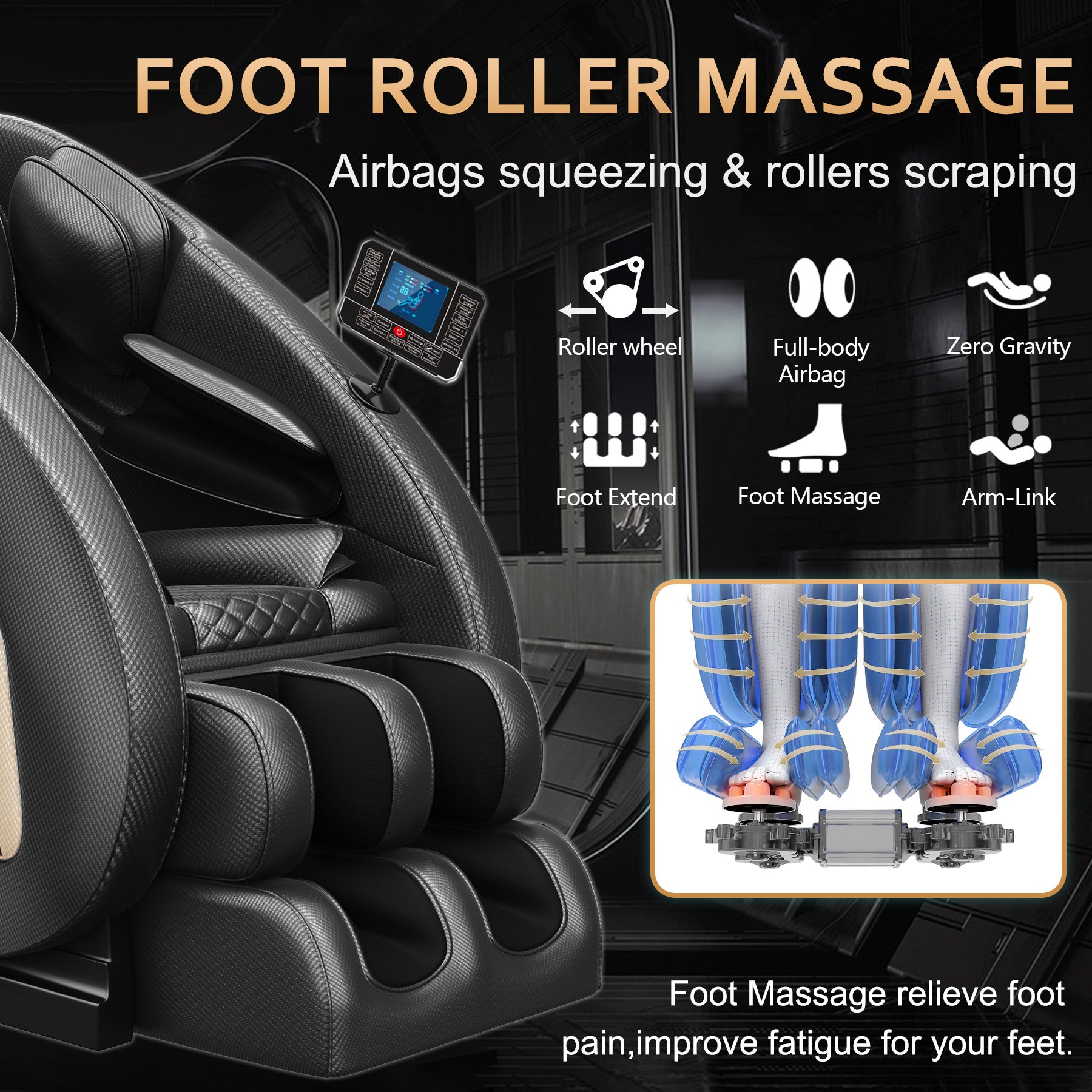 Massage Chair Blue-Tooth Connection and Speaker, Easy to Use at Home and in The Office and Recliner with Zero Gravity with Full Body Air Pressure, 001, 50D x 26W x 40H in, Black3