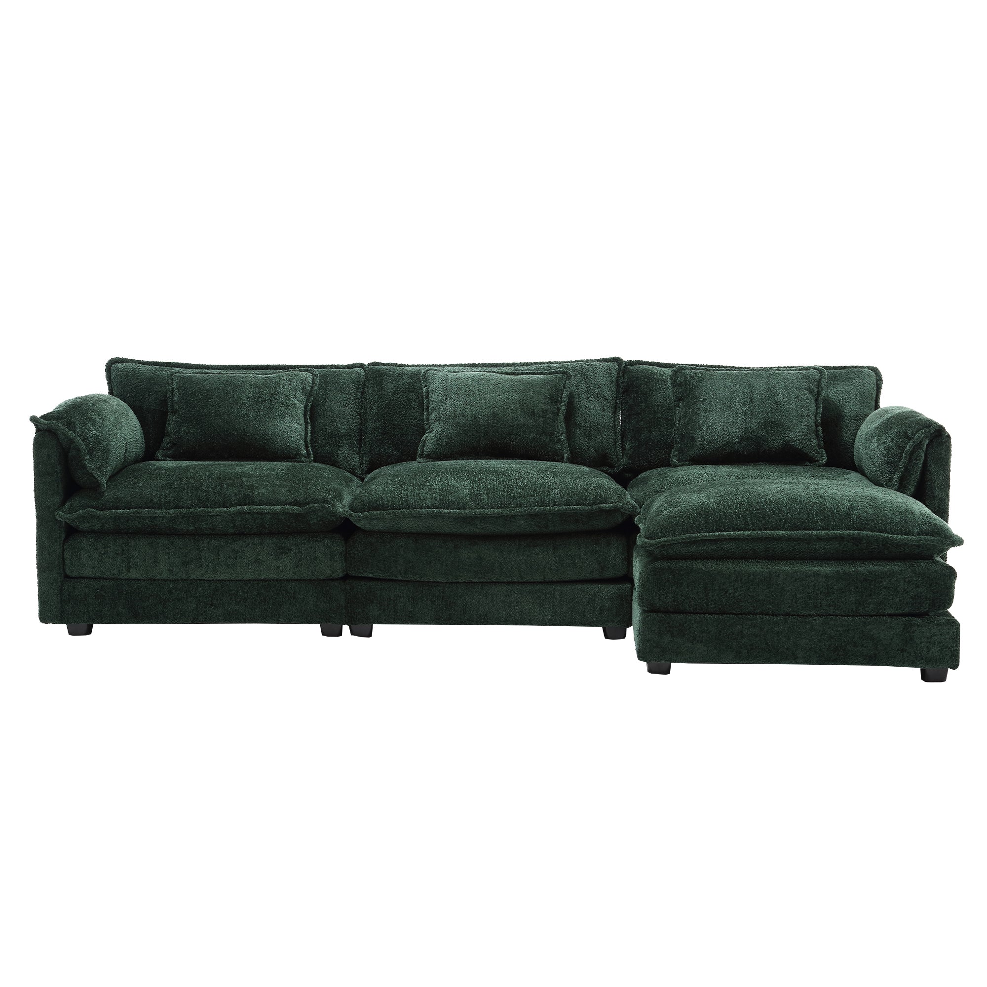 Modern Large boucle Fabric L-Shape Sectional Chenille fabric, movable pedals, detachable armrests, oversized three-seat Sofa