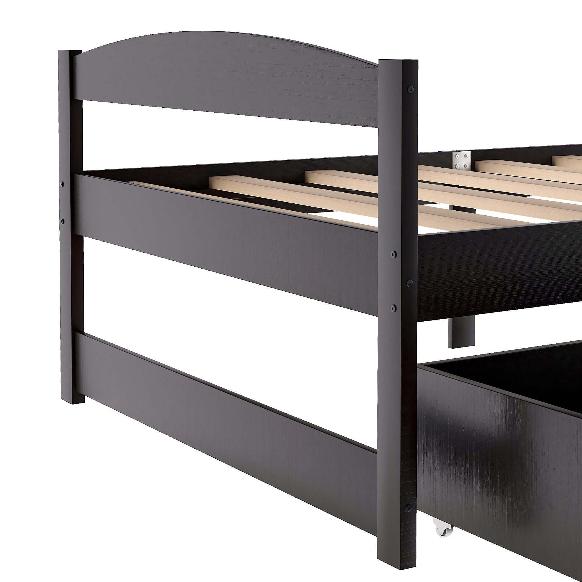 Twin size platform bed, with two drawers, espresso