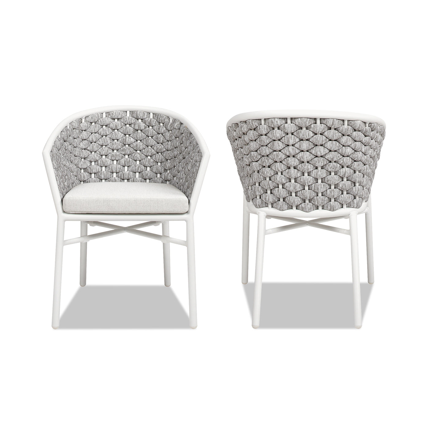 Rowan 24" Rope Barrel Back Patio Dining Chairs, Set of 2, Optic White Acrylic