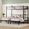 Twin over Twin & Twin Bunk Beds for 3, Twin XL over Twin & Twin Bunk Bed Metal Triple Bunk Bed, Black