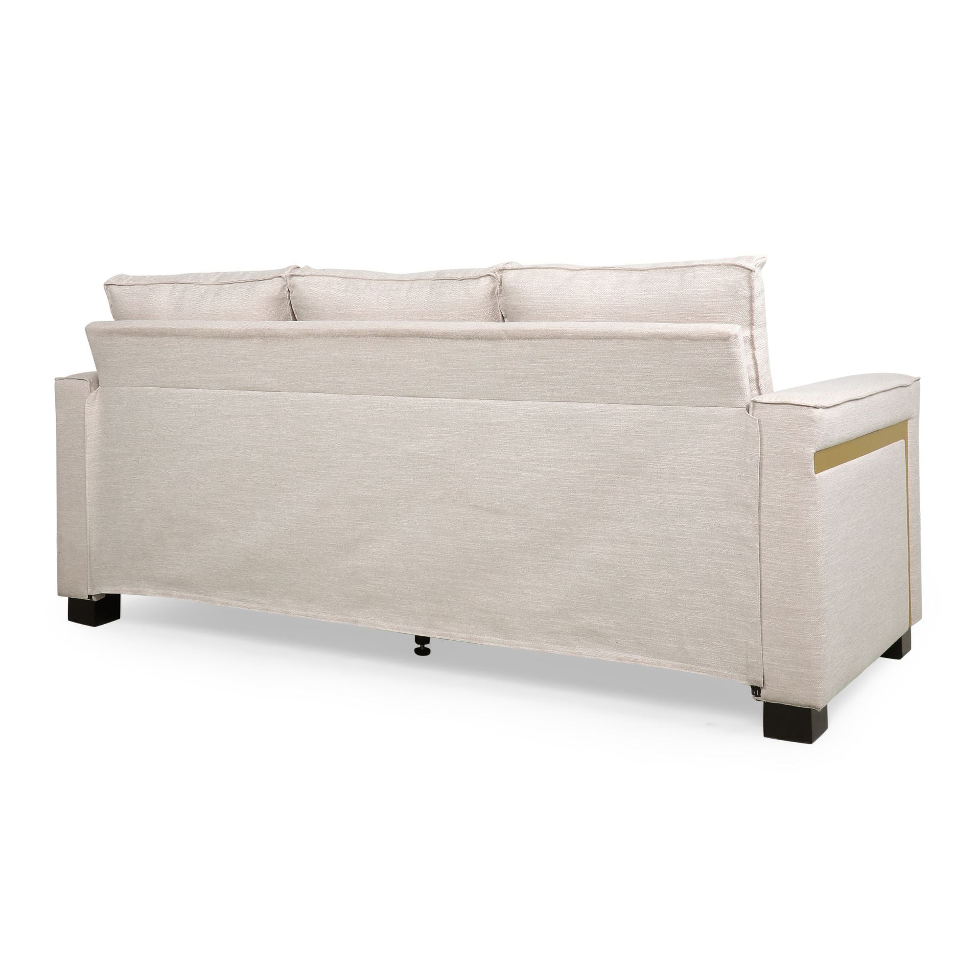 Contemporary Light Beige Fabric 3-Seater Sofa with Square Arms – Comfortable, Stylish, and Cozy, Perfect for Family Seating and Relaxing Evenings, Modern Design and High-Quality Upholstery