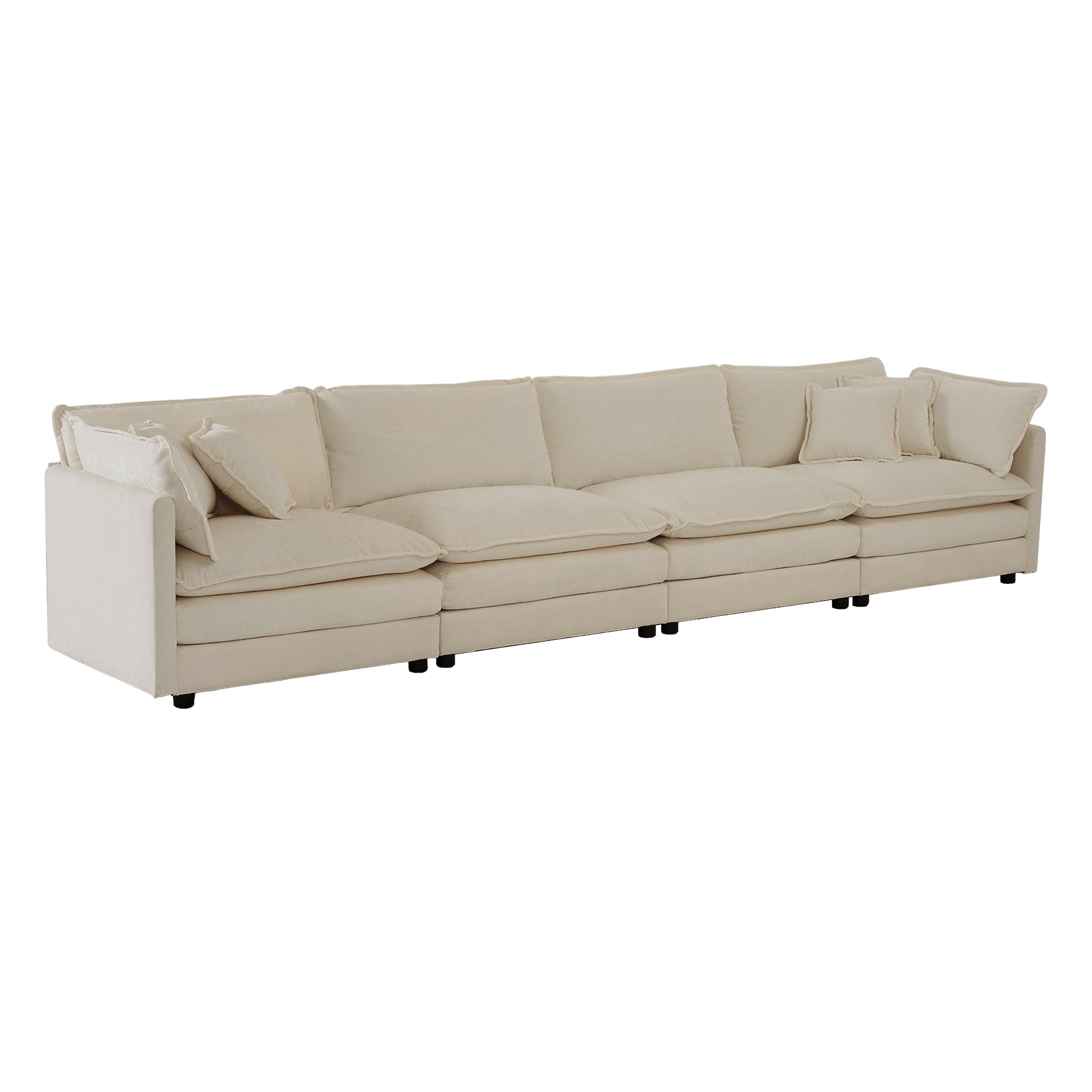 Free Combination Modular Sofa Free,4 Seater Sofa Comfy Chenille Fabric,Sectional Sofa Couch,Beige Chenille