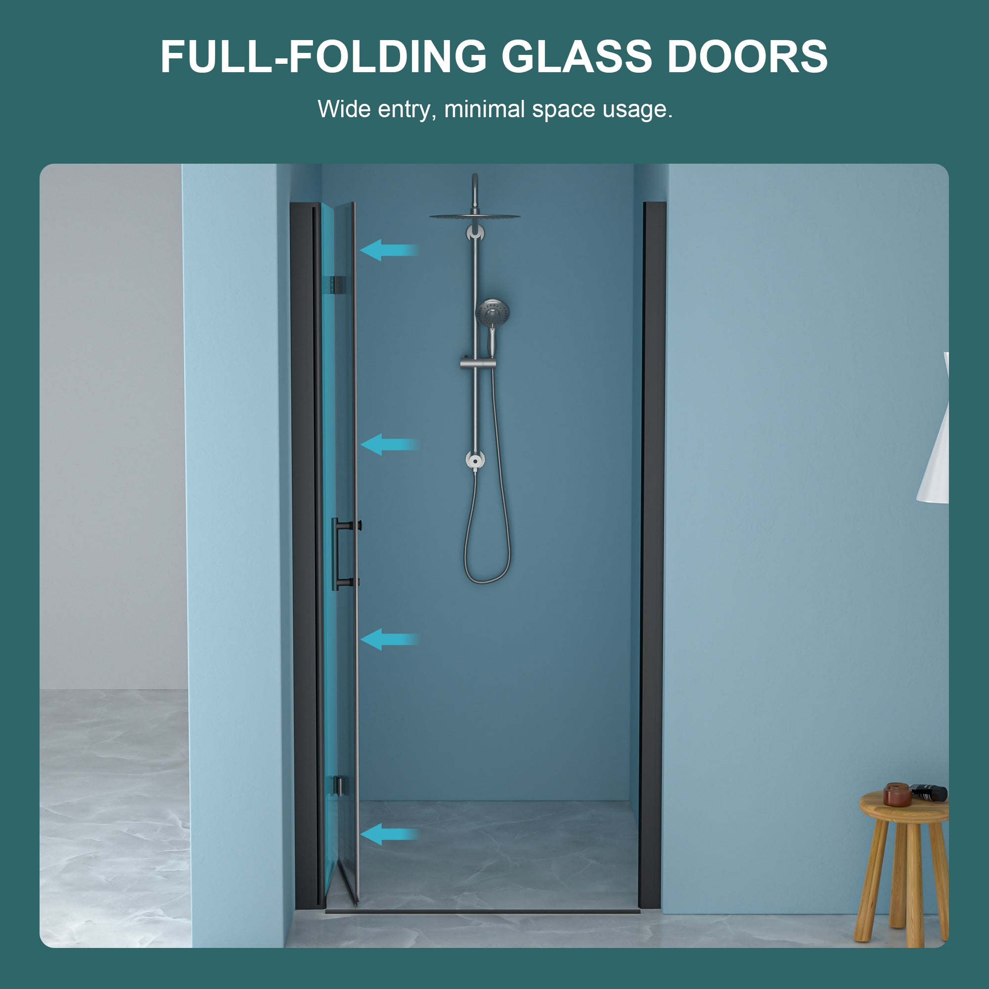 Fold shower door hinge detail