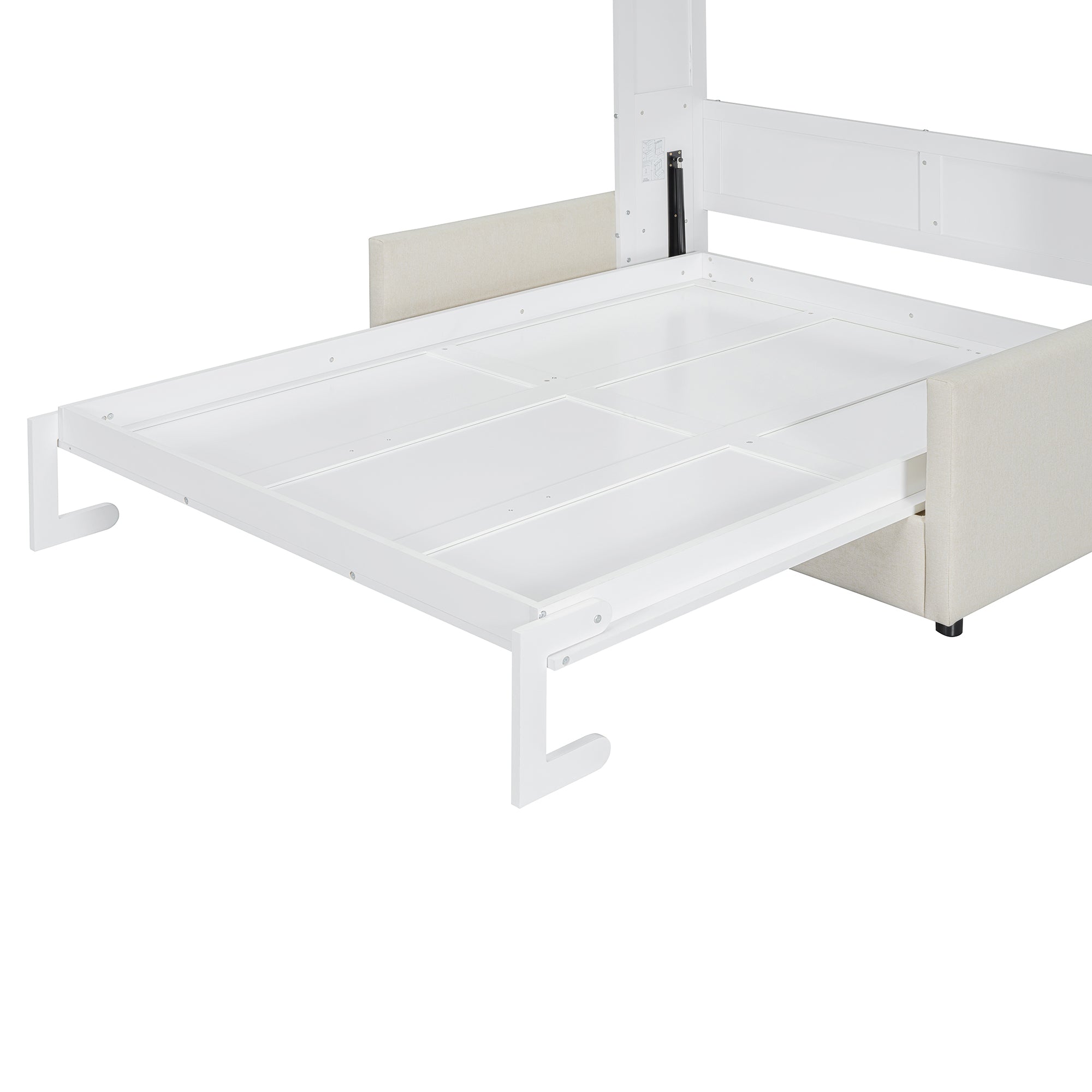 Full Size Murphy Bed Wall Bed with Cushion,White