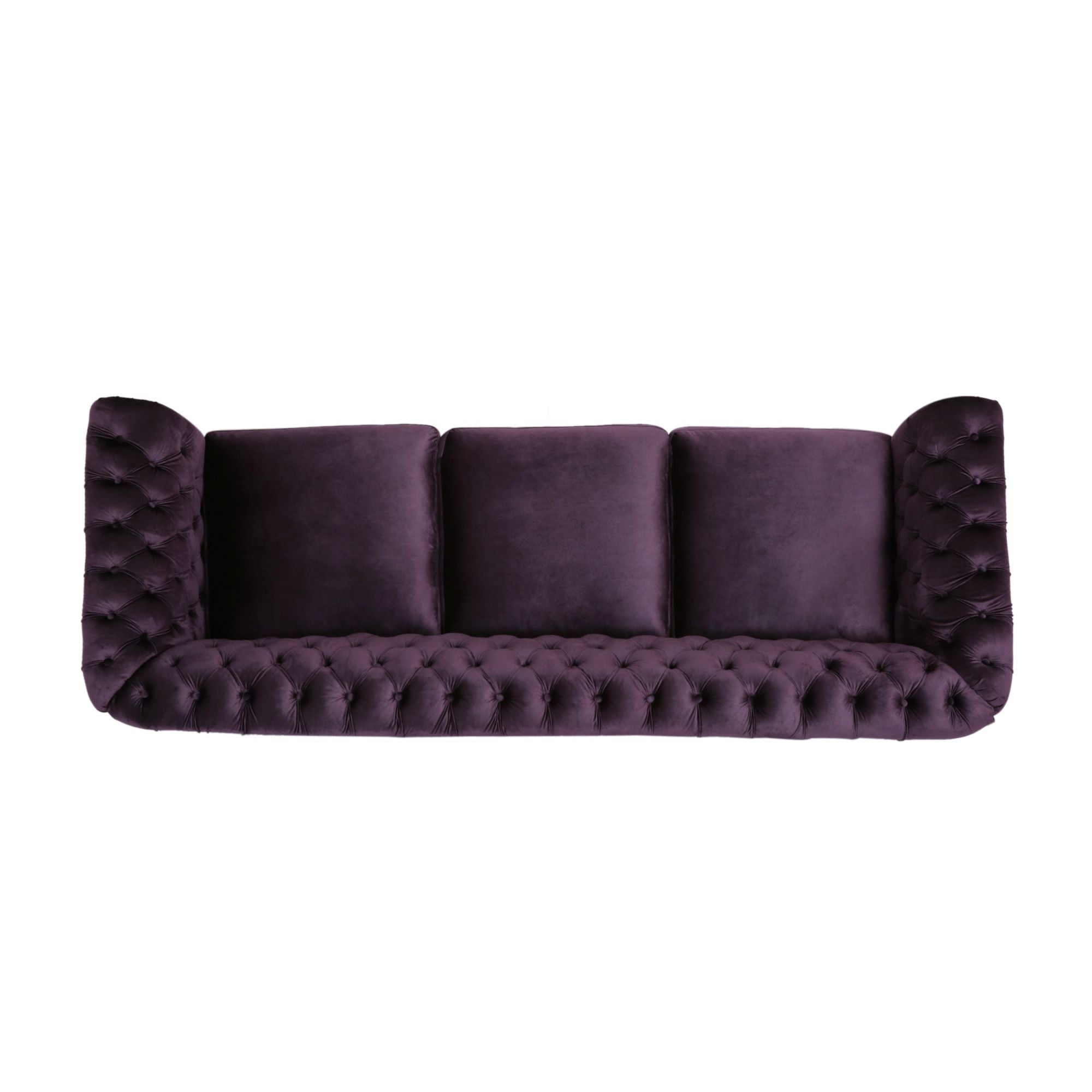 Luxurious 3-Seater Purple Velvet Sofa, Featuring a Classic Design with Modern Elegance, Perfect for Adding Sophistication and Style to Any Living Room, Plush Comfort and Durable Craftsmanship