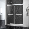 68-72"W x 76"H Double Sliding Frameless Shower Door in Brushed Nickel with Soft-Closing and 3/8 Inch Clear Glass