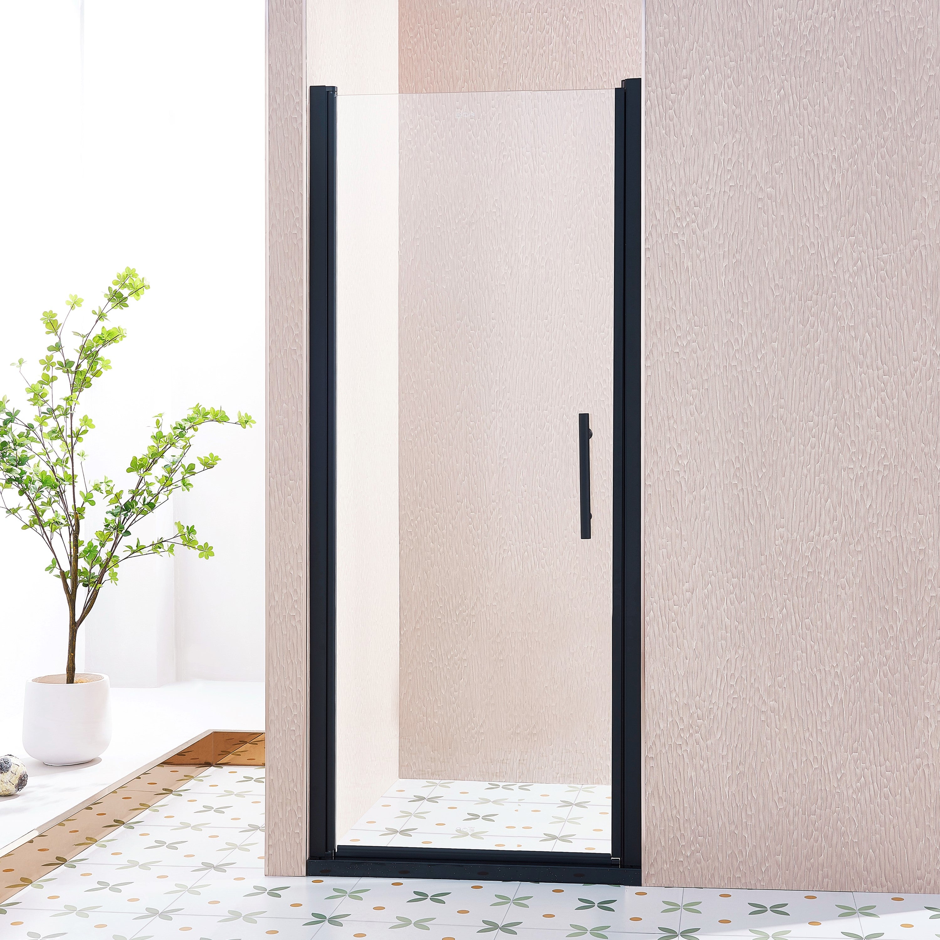 30-35.5 x 75 in matte black pivot shower door alternate size view