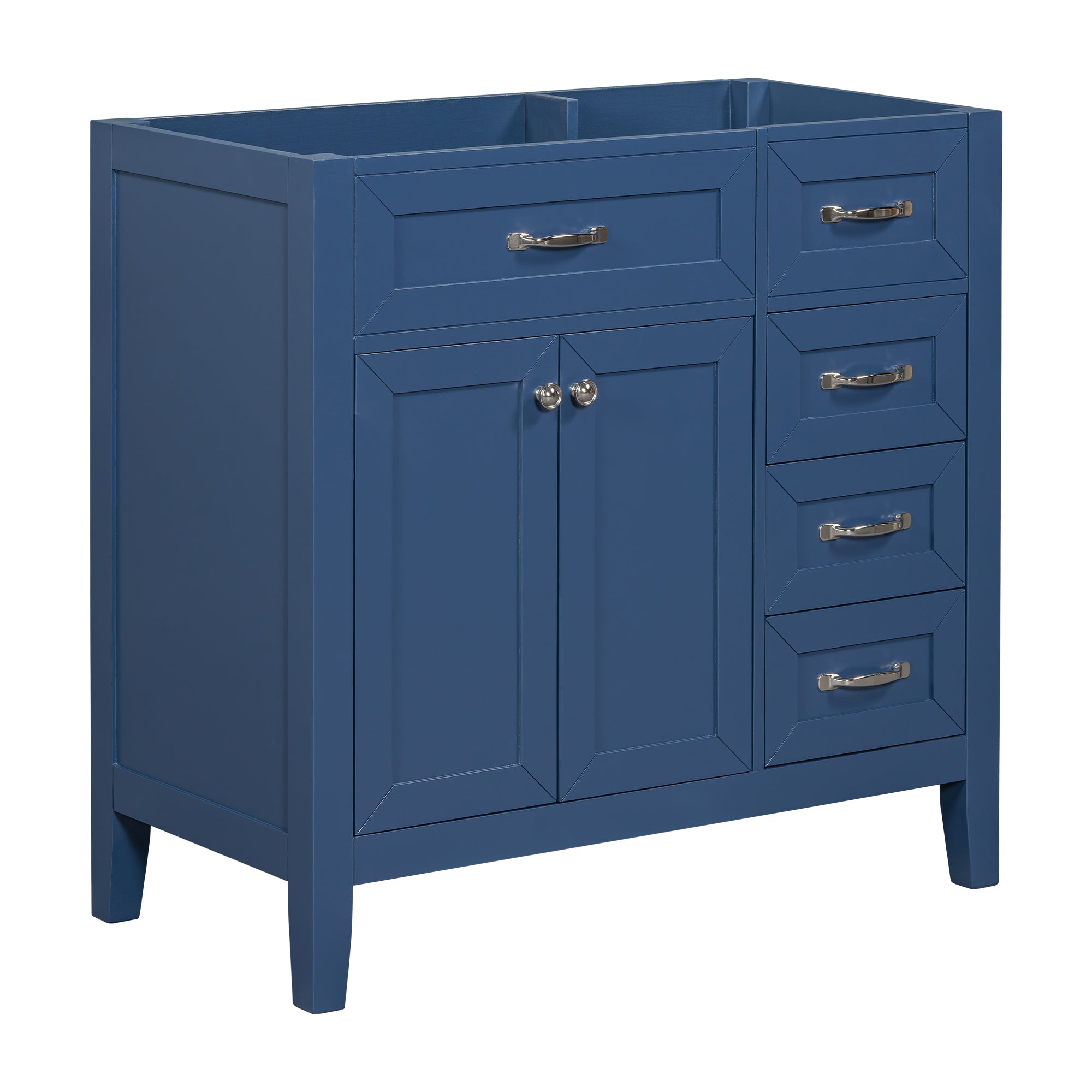 36" Bathroom Vanity without Sink, Cabinet Base Only, Bathroom Cabinet with Drawers, Solid Frame and MDF Board, Blue