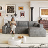 Dark grey 103-inch L-shaped corduroy sectional sofa, front view