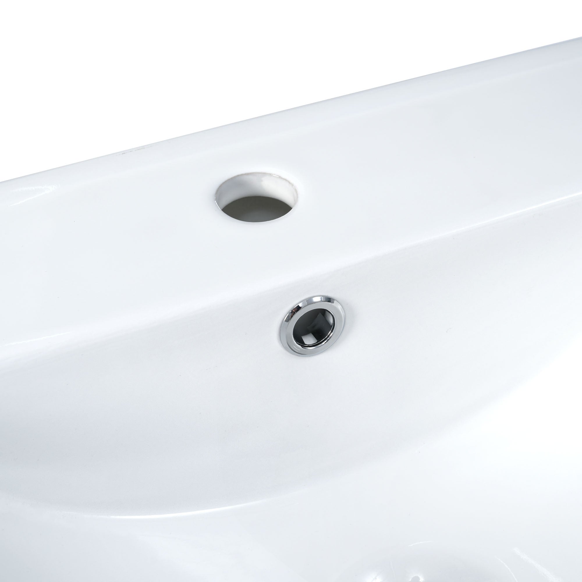 [Sink Only]24x18 inch rectangular single hole bathroom ceramic sink, vanity top sink only, white (faucet and cabinet not included)