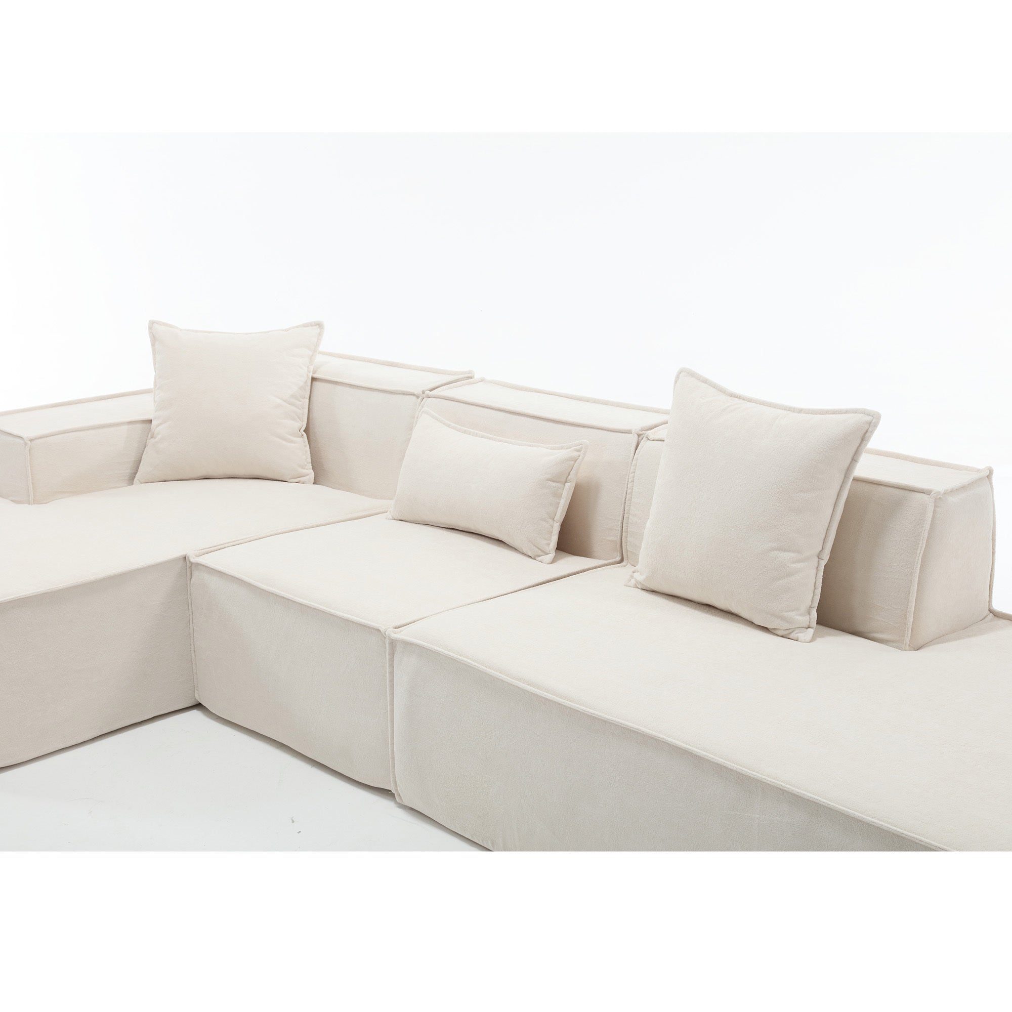 [VIDEO PROVIDED] Modular combination living room sofa set, modern minimalist sofa, free installation sofa, L-shaped, Italian minimalist tofu block sofa, Left-Hand Facing,Terrycloth fabric , Beige