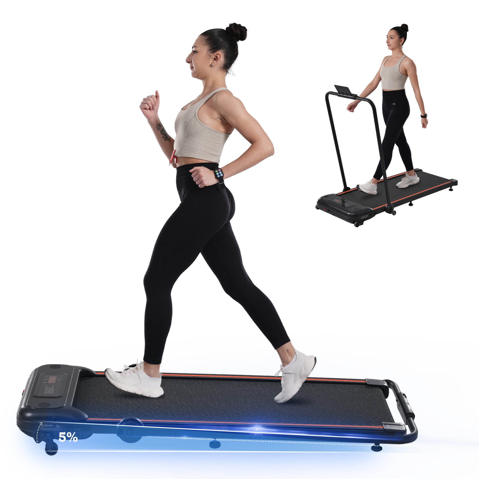 NEW Folding Walking Pad Under Desk Treadmill for Home Office -2.5HP Walking Treadmill With Incline 0.5-7.5MPH 265LBS Capacity Treadmill for Walking Running - Two Ways to Adjust Speed