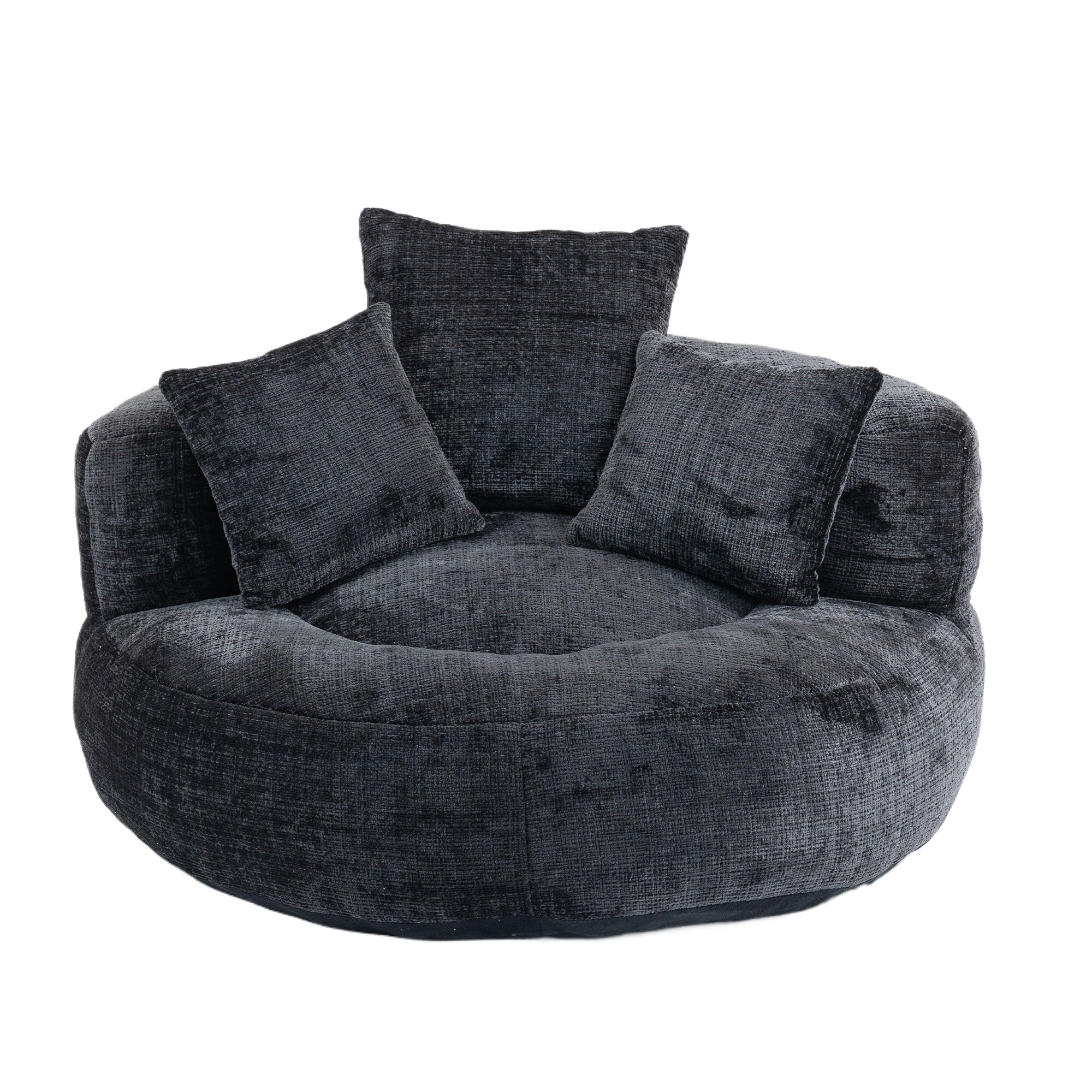 COOLMORE Lazy Sofa Durable Comfort Lounger High Back Bean Bag Chair Couch With Three Pillows for Adults and Kids, Indoor & Outdoor,  Single Gaming Sofa Chair For Bedroom,Office (Black Chenille)