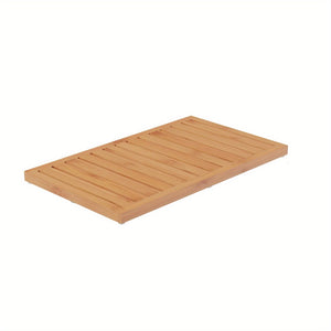 Bamboo Bath Mat - Natural Wooden, Non-Slip Slatted Design for Bathroom