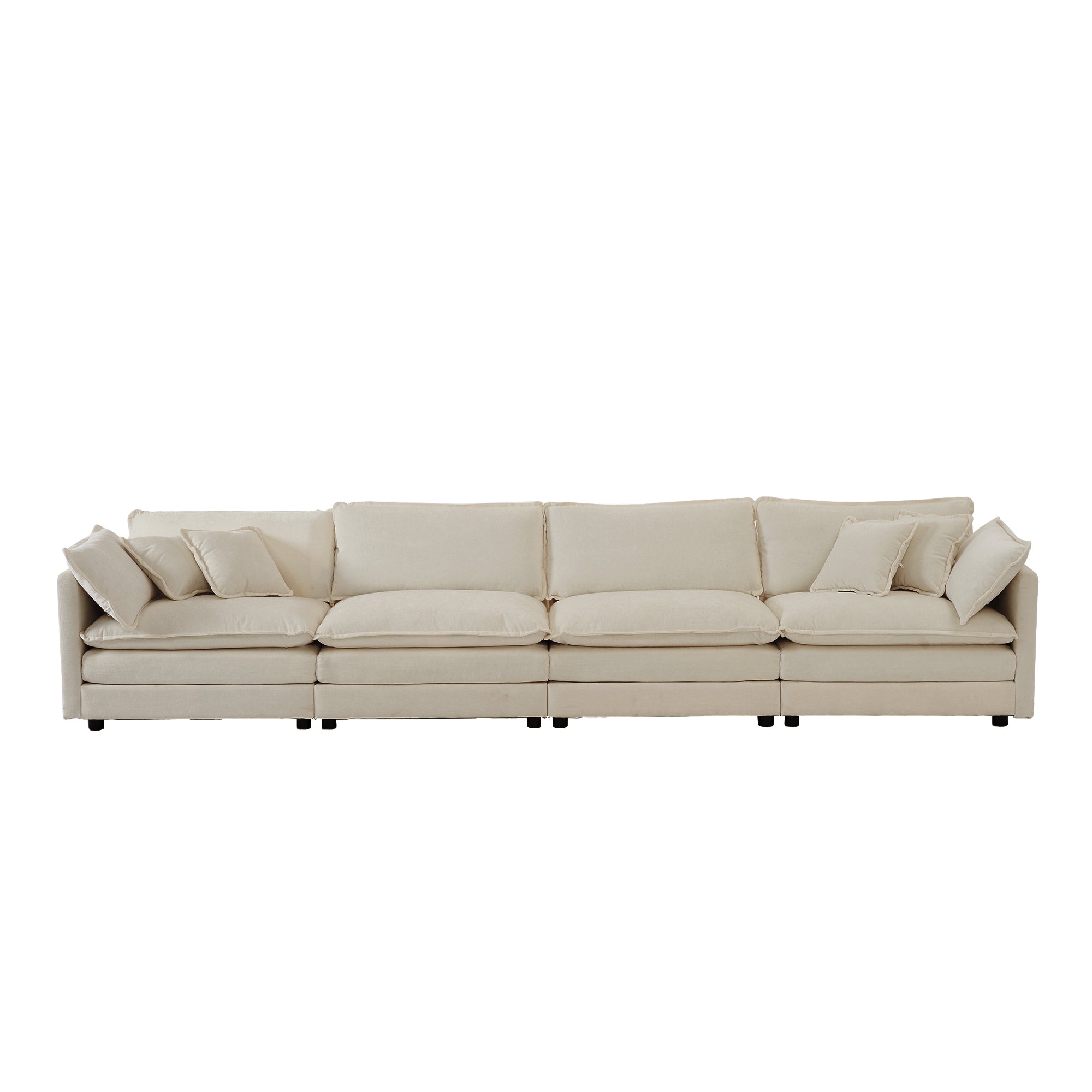 Free Combination Modular Sofa Free,4 Seater Sofa Comfy Chenille Fabric,Sectional Sofa Couch,Beige Chenille