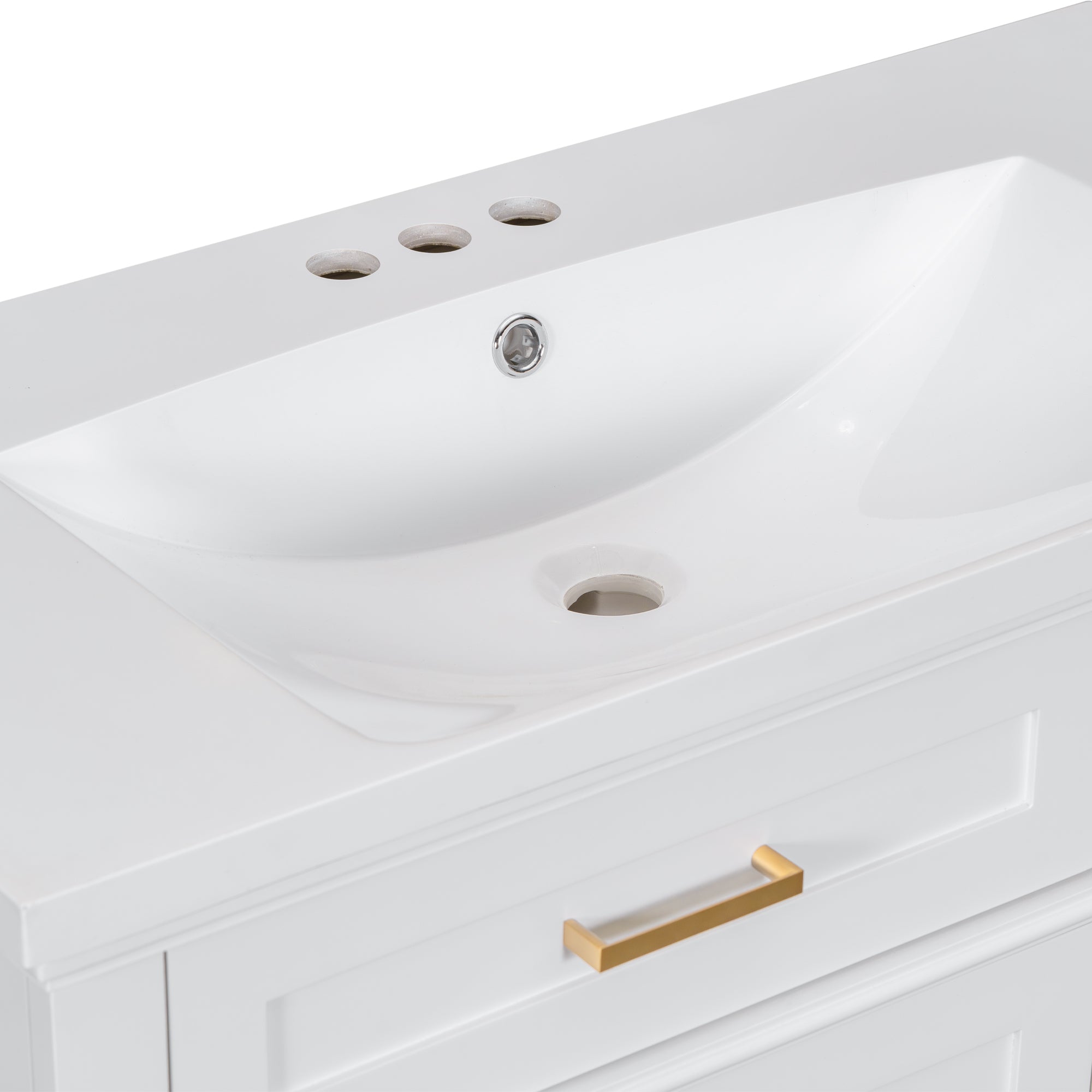 36-inch Bathroom Vanity with Resin Sink, Modern Bathroom Cabinet in White,Featuring Two Soft Close Doors and Four Drawers