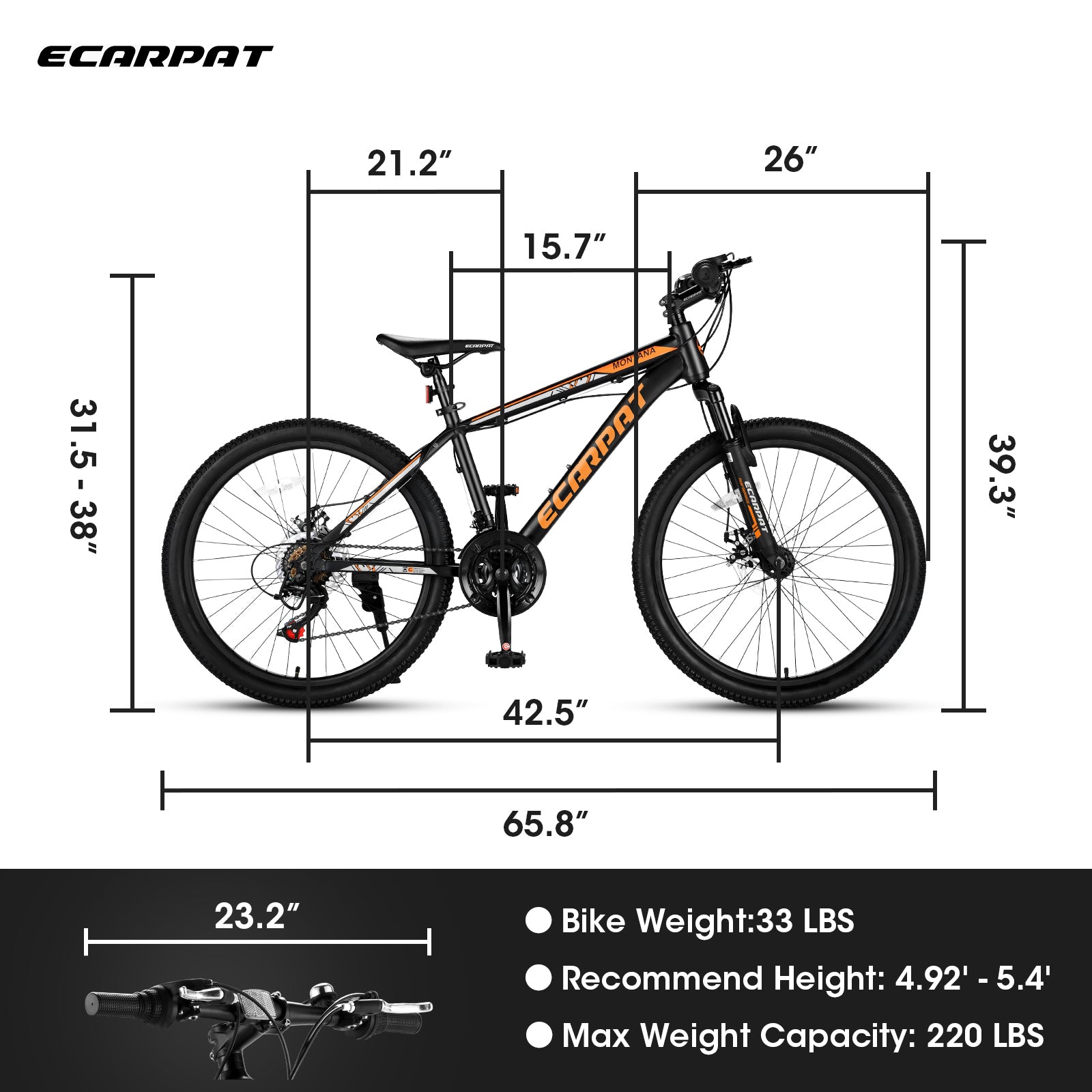 A24299  24 inch Mountain Bike Bicycle for Adults Aluminium Frame Bike Shimano 21-Speed with Disc Brake