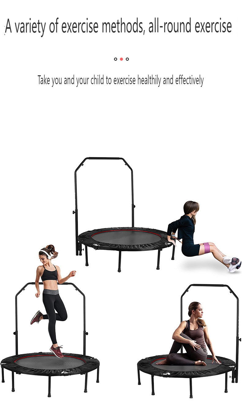 48" Foldable Mini Trampoline Max Load 300lbs, Fitness Rebounder with Adjustable Foam Handle, Exercise Trampoline for Adults Indoor/Garden Workout,Thanksgiving,Black Friday,Cyber Monday,Christmas Gif