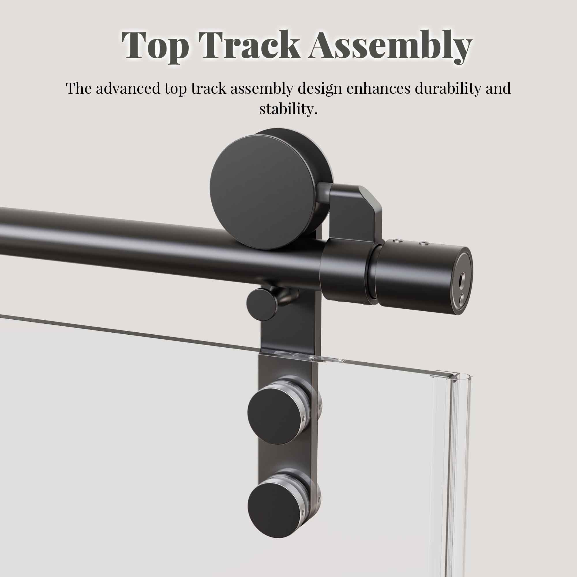 56-60 x 76 in Frameless Single Sliding Shower Door with Towel Rail - 56-60 x 76 in / Matte Black / Without Soft-Close view 2