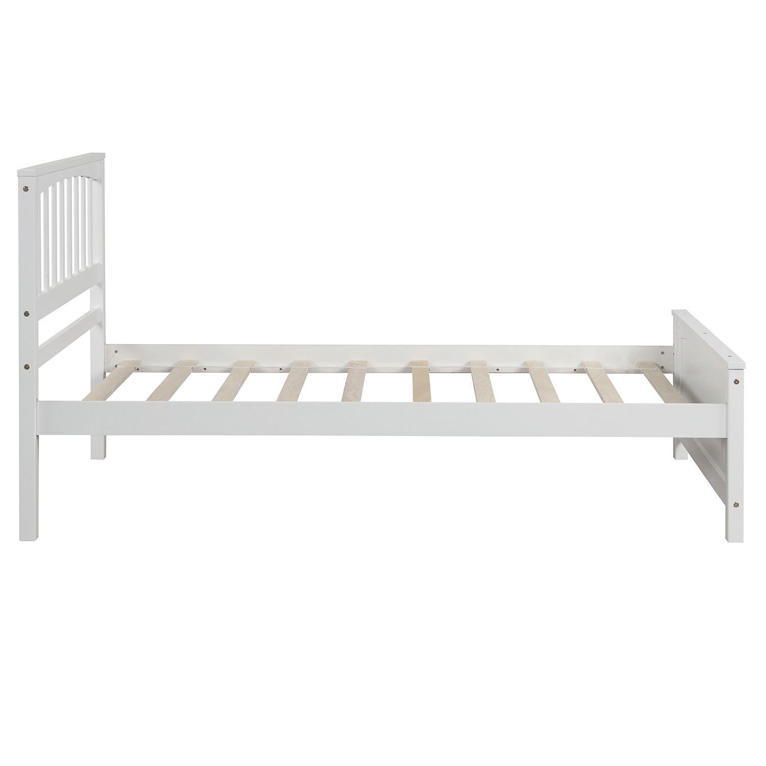 Wood Platform Bed Twin size Platform Bed, White(Old Sku:WF190776AAK  Less two center support legs)