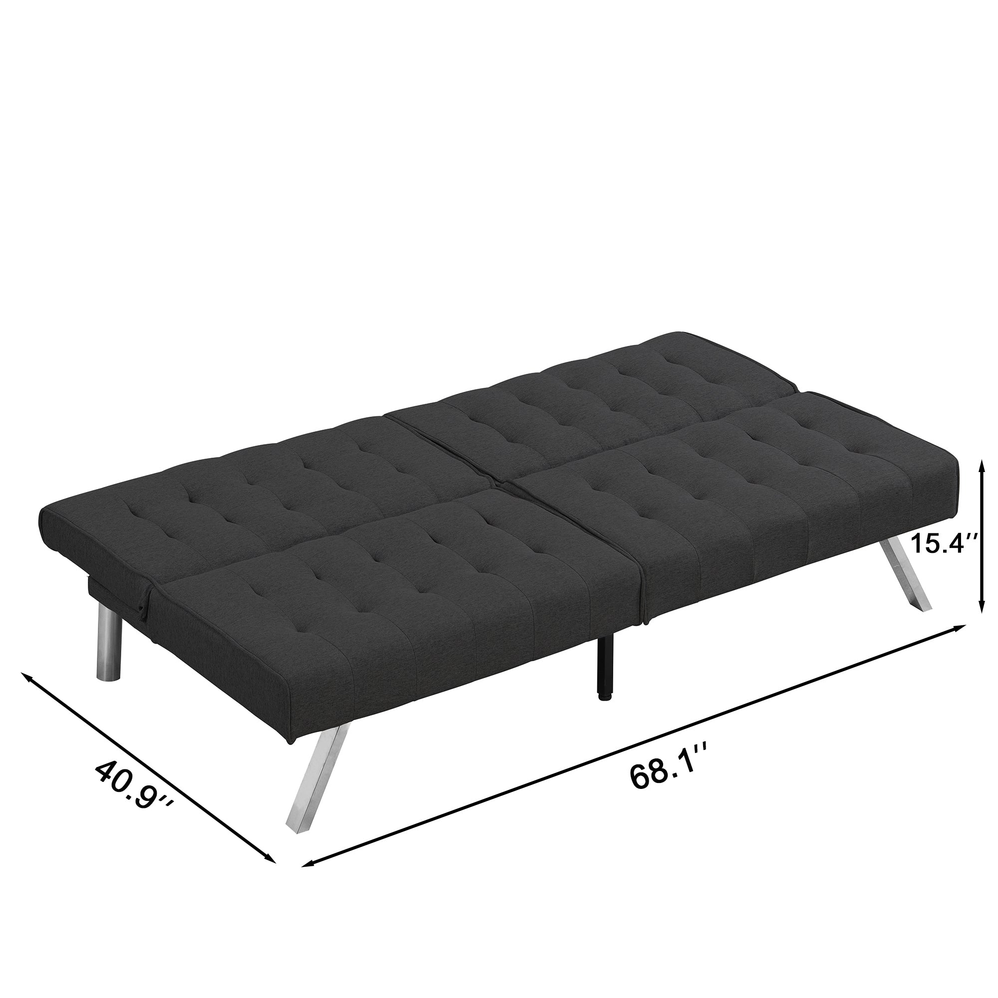 WOOD FRAME, STAINLESS LEG, FUTON, SOFA BED BLACK