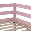 Pink twin over twin solid wood floor bunk bed, front view