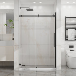 48 x 72 in Frameless Sliding Shower Door - 48 x 72 in / Matte Black view 1