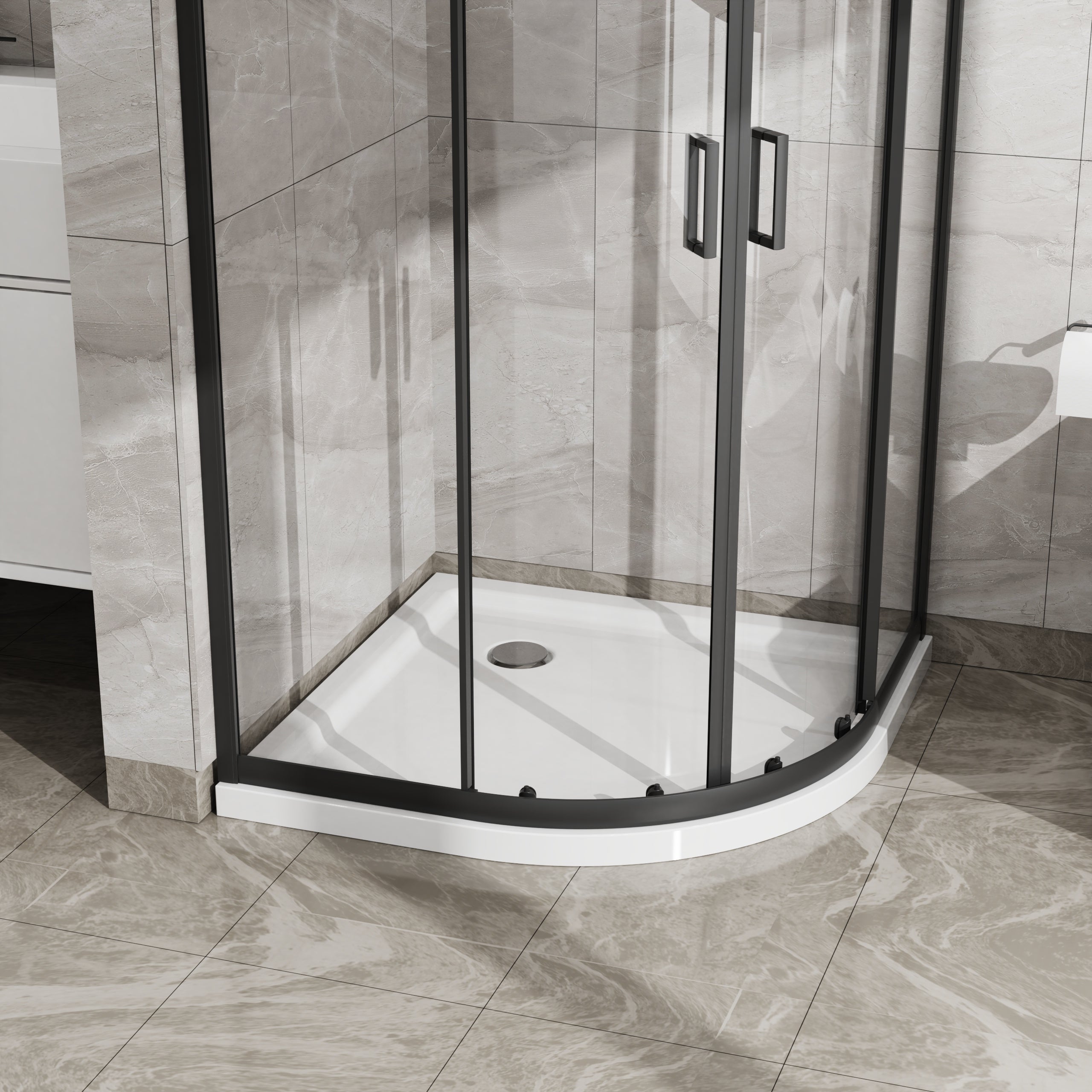 36 x 36 x 72 in Quarter-Round Sliding Shower Enclosure - 36 x 36 x 72 in / Matte Black view 6