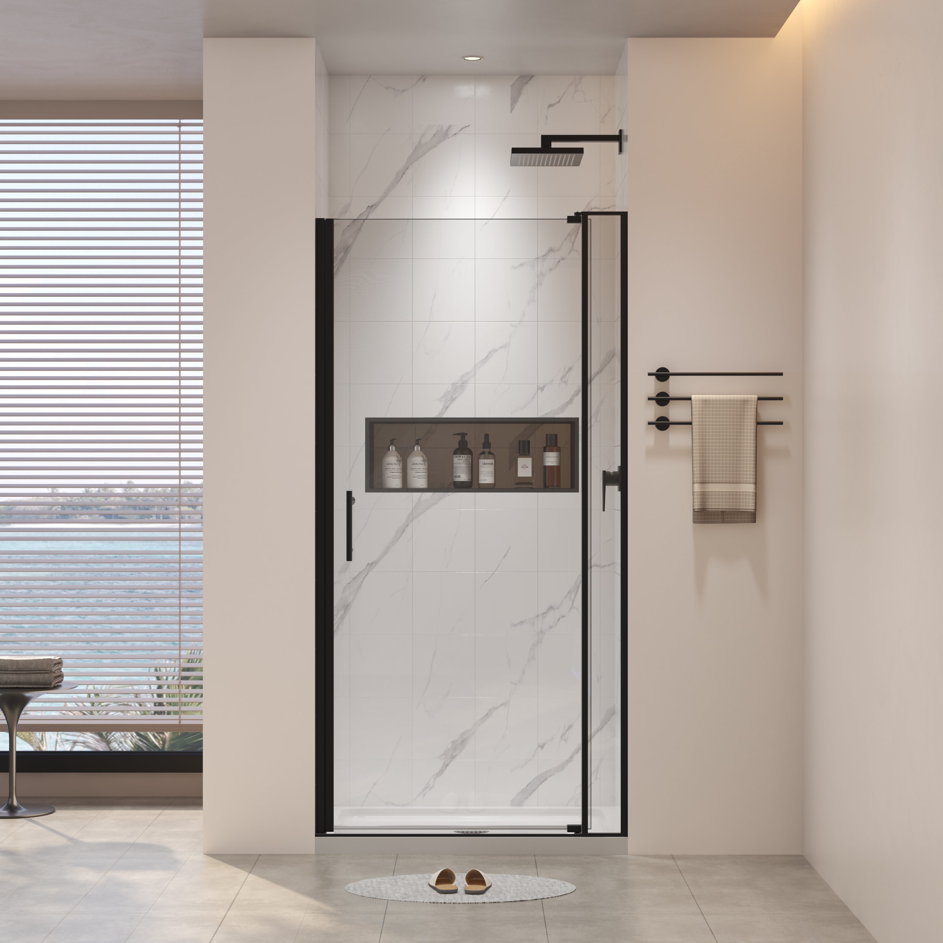 28-32 x 72 in Universal Pivot Shower Door - 28-32 x 72 in / Matte Black view 1