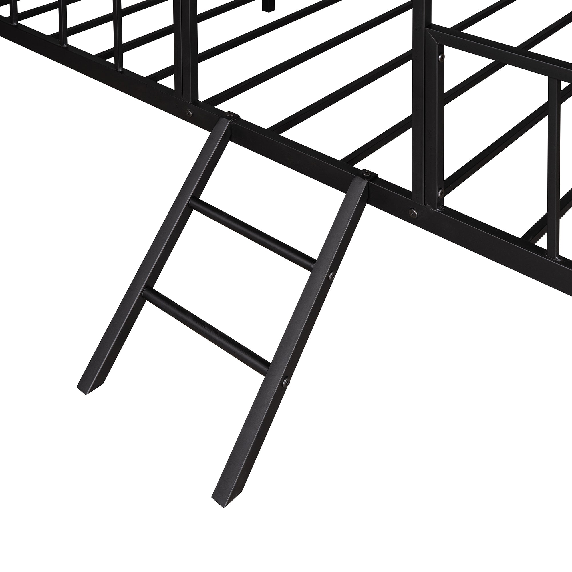 Metal House Bed Frame Twin Size with Slatted Support No Box Spring Needed Black