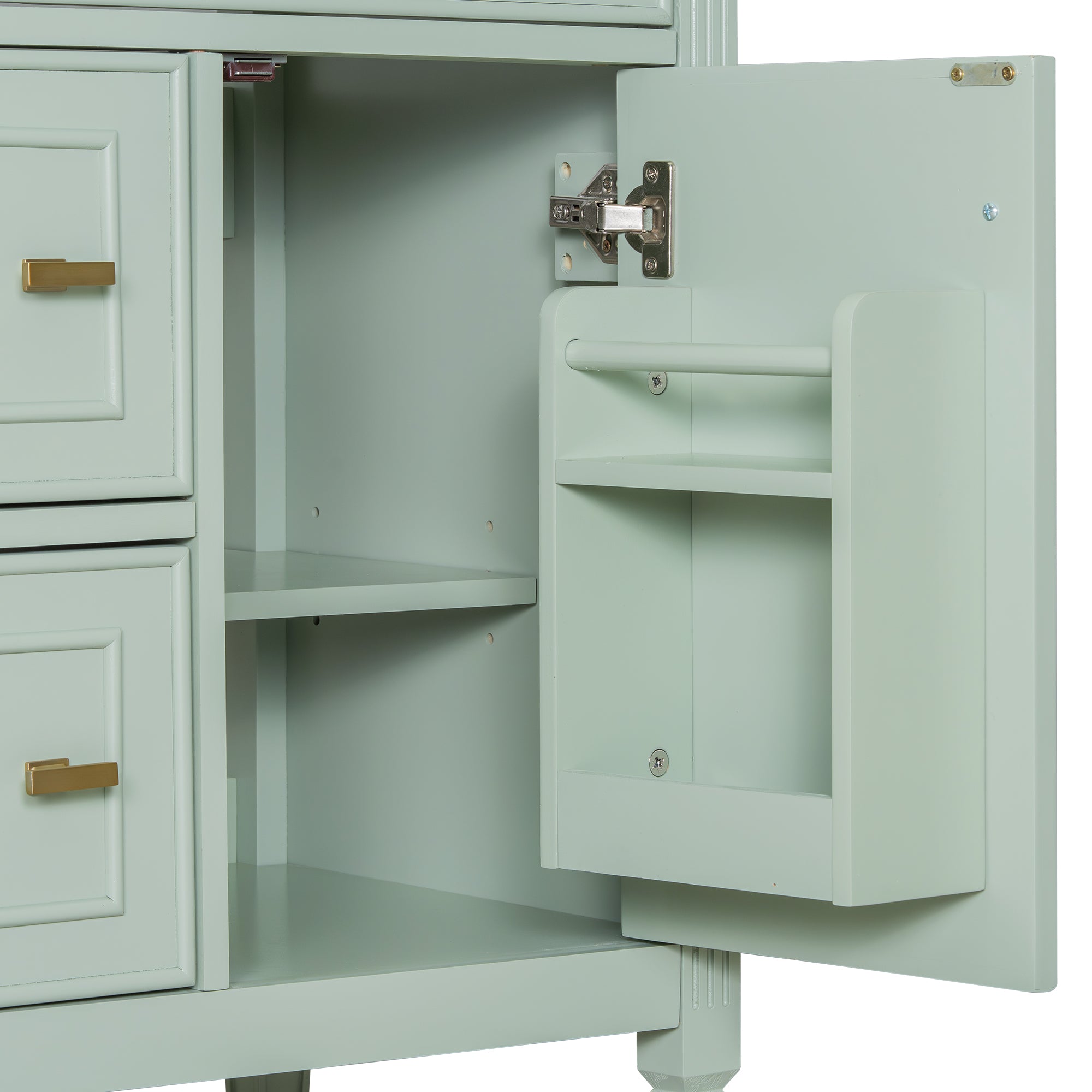 24-inch green bathroom vanity sink and countertop close-up