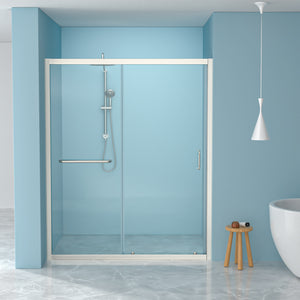 Sliding bypass shower door 48 in. x 72 in. Brushed Silver front view
