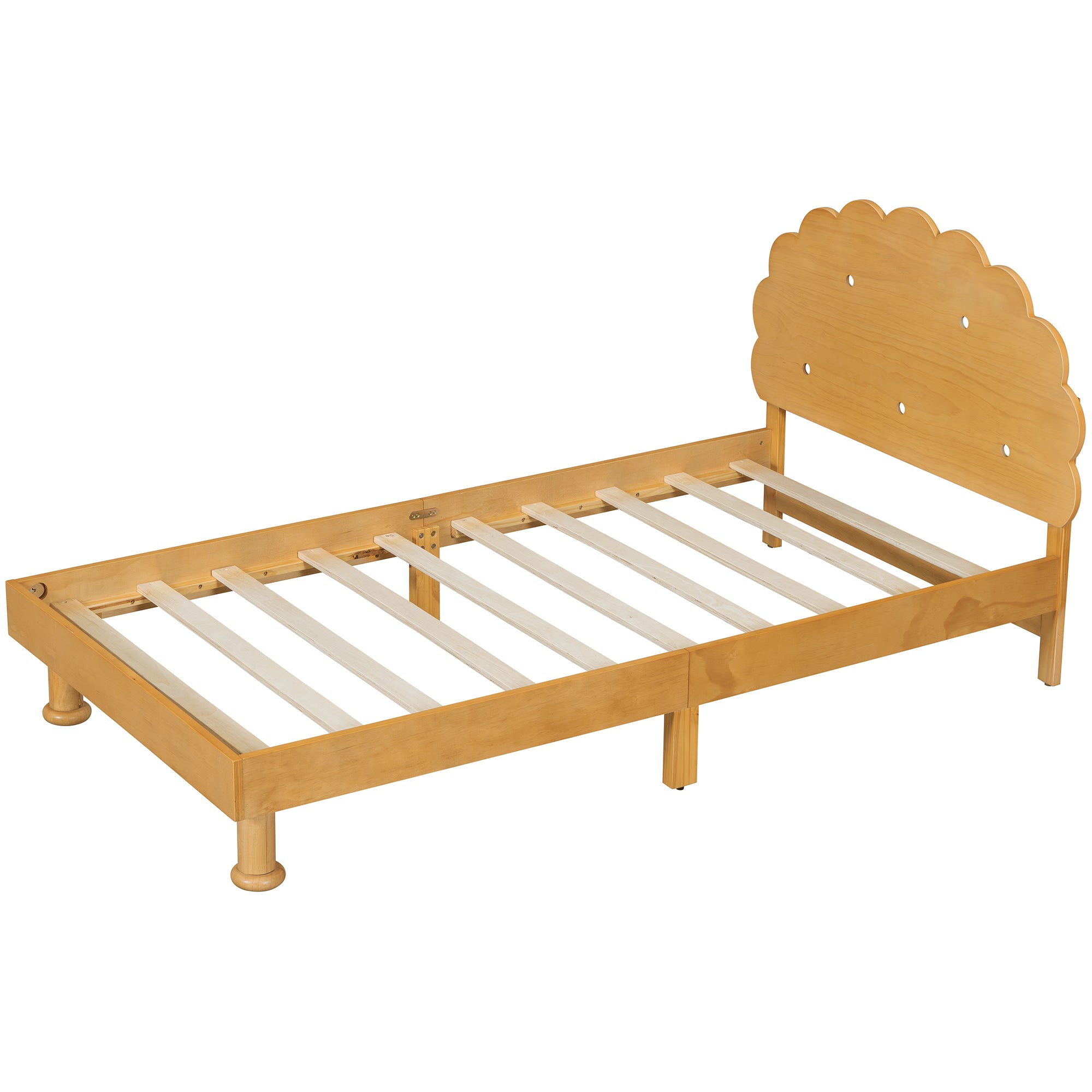 Kids Cookie-Shaped Bed Frame for Boys & Girls,Twin Size Platform Bed, Walnut