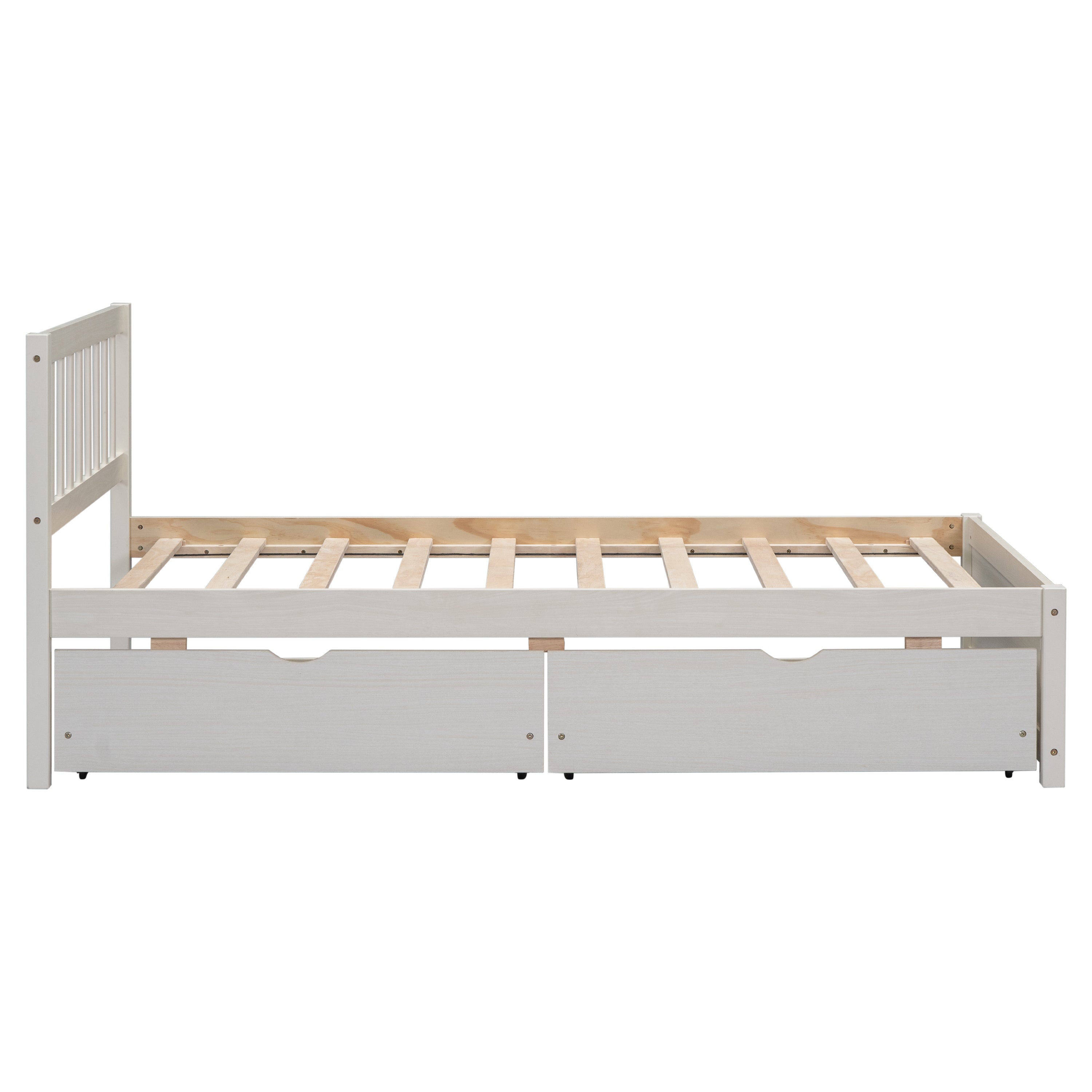 Modern Design Wooden Twin Size Platform Bed with 2 Drawers for White Washed Color