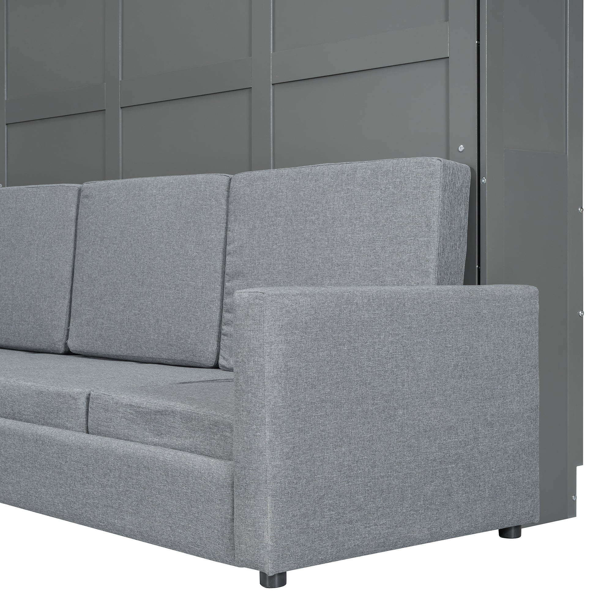 Queen Size Murphy Bed Wall Bed with Sofa,Gray