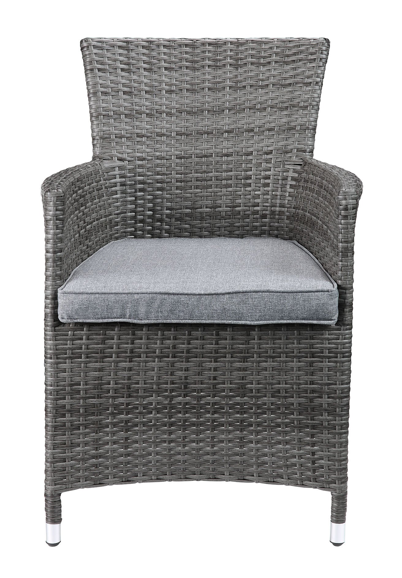 Tashelle Gray Fabric & Gray All-Weather Wicker 3 Pieces Patio Bistro Set