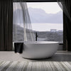 67 inch freestanding solid surface soaking bathtub, white, front view