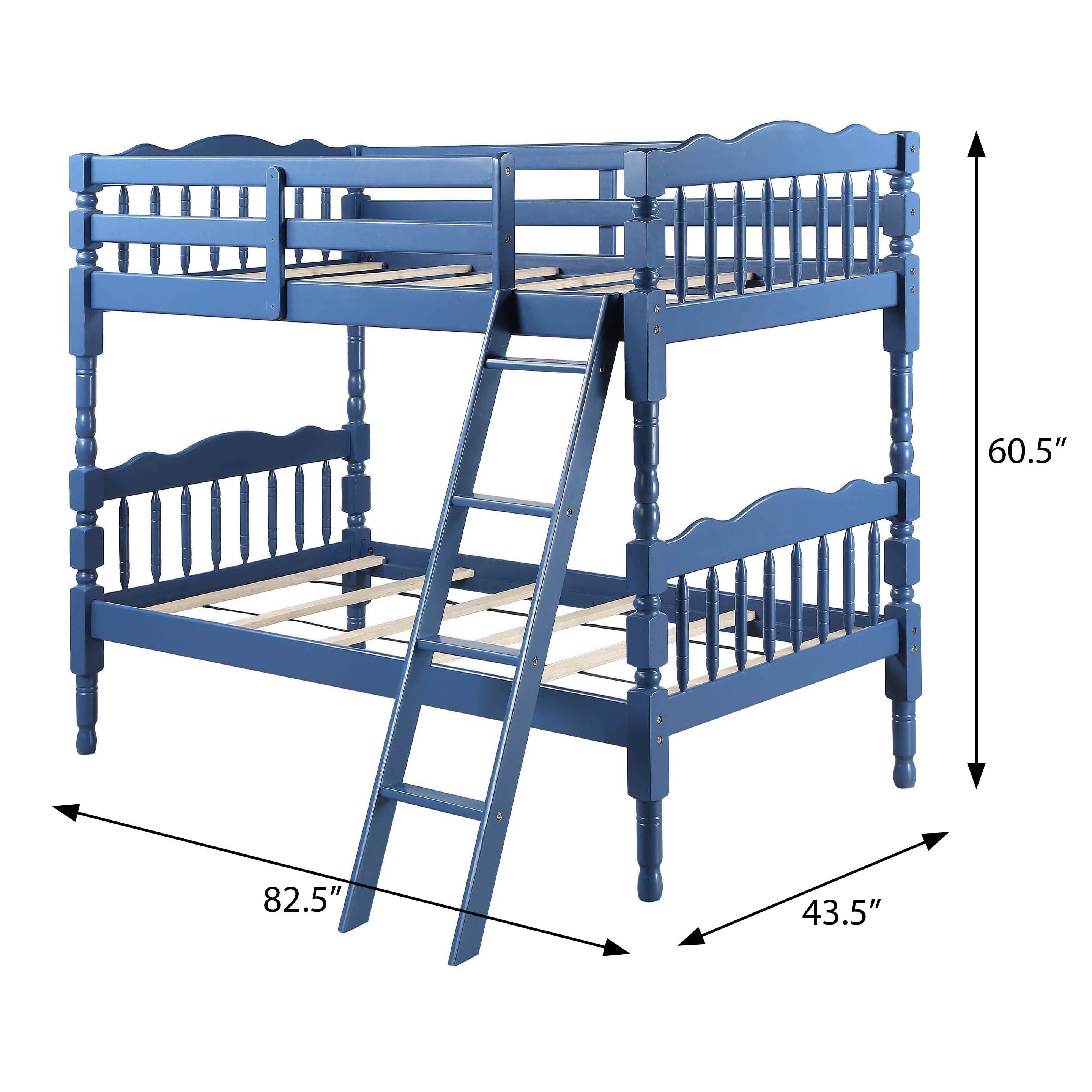 Blue Twin Over Twin Bunk Bed with Built-in Ladder