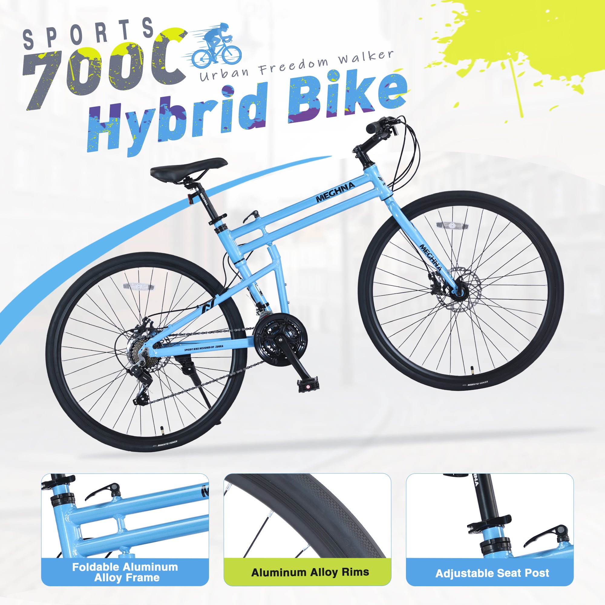 21 Speed Folding Hybrid bike Disc Brake 700C Road Bike For men women's City Bicycle