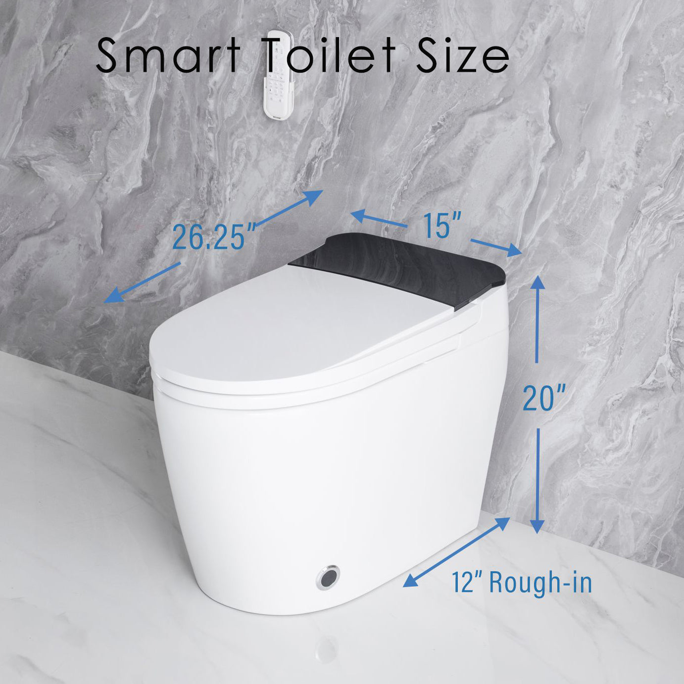 Elongated Smart Toilet with Elongated Heated Bidet Seat, Intelligent Toilet with Bidet Built-in, Feet Sensor,Auto Open/Close Seat, Off Seating AUTO Flush, Night Light, Warm Water & Dryer,White