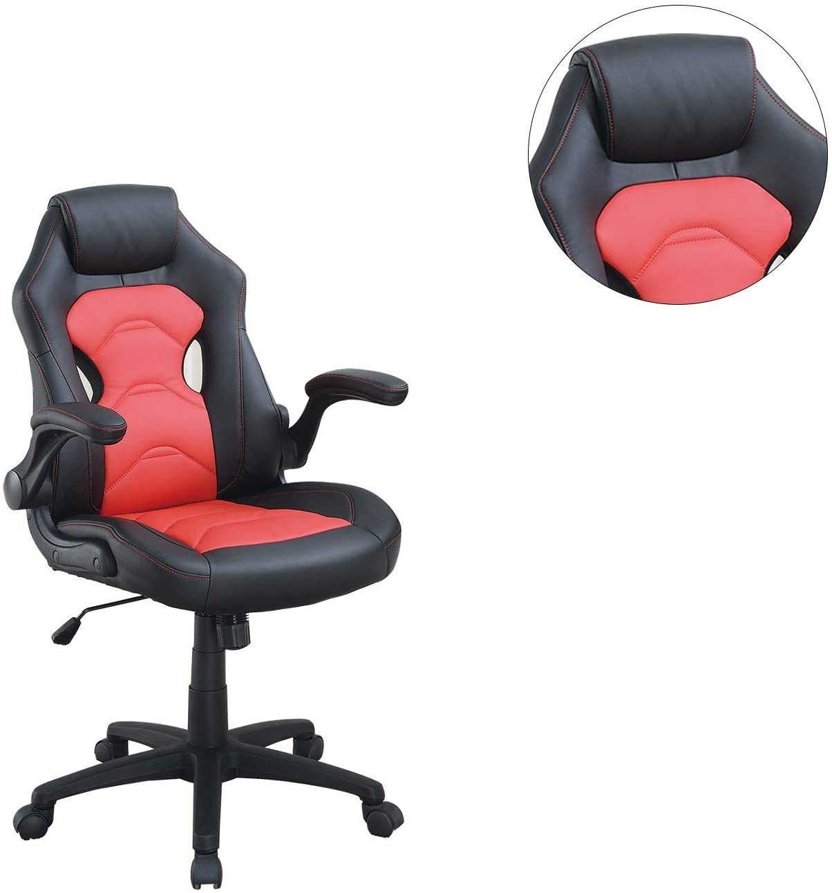 Office Chair Upholstered 1pc Comfort Chair Relax Gaming Office Chair Work Black And Red Color