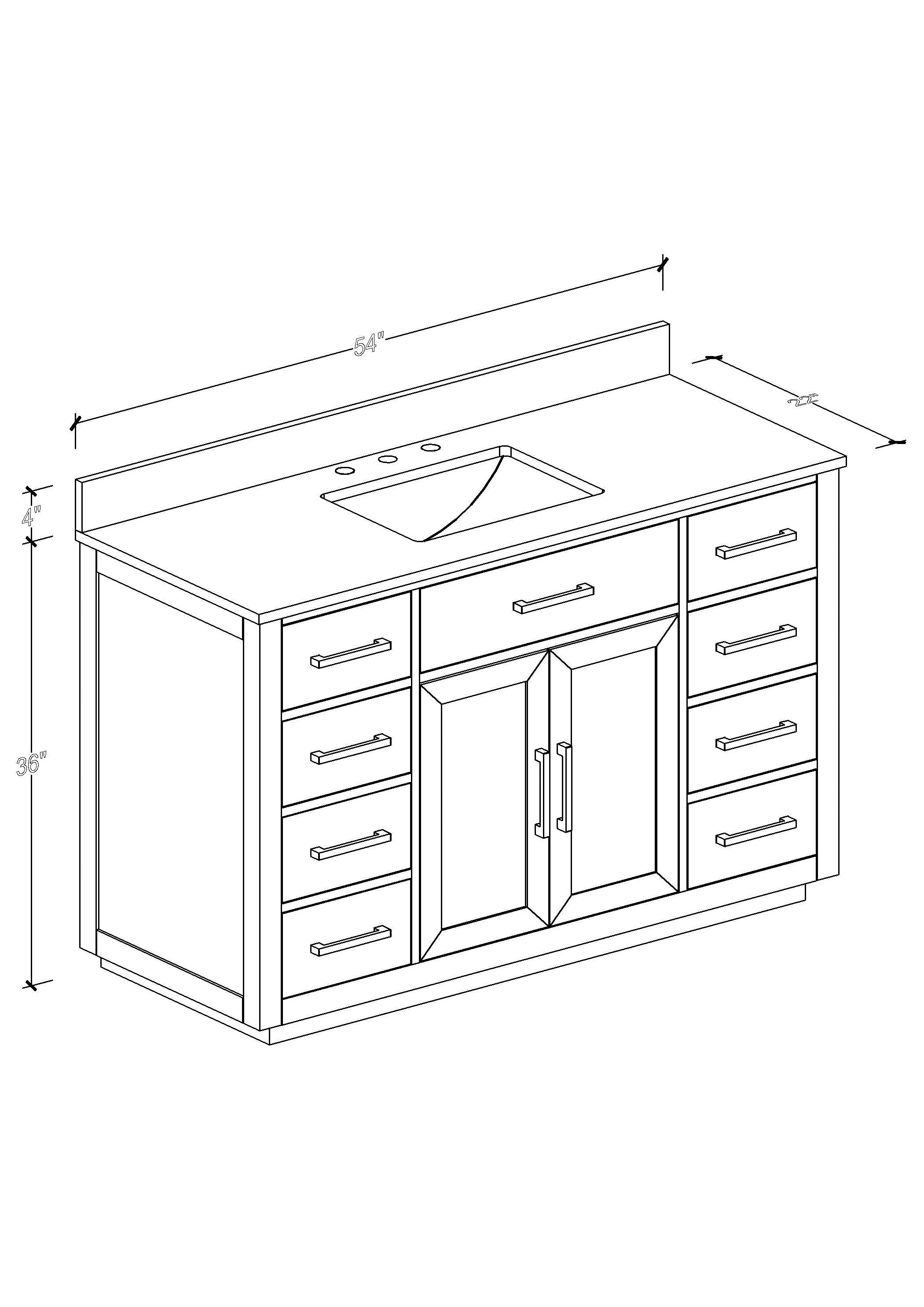 54" Bathroom Vanity with Sink, Modern Bathroom Vanity Set with Soft-Close Cabinet and 6 Drawers, Solid Wood Bathroom Storage Cabinet with Countertop, White