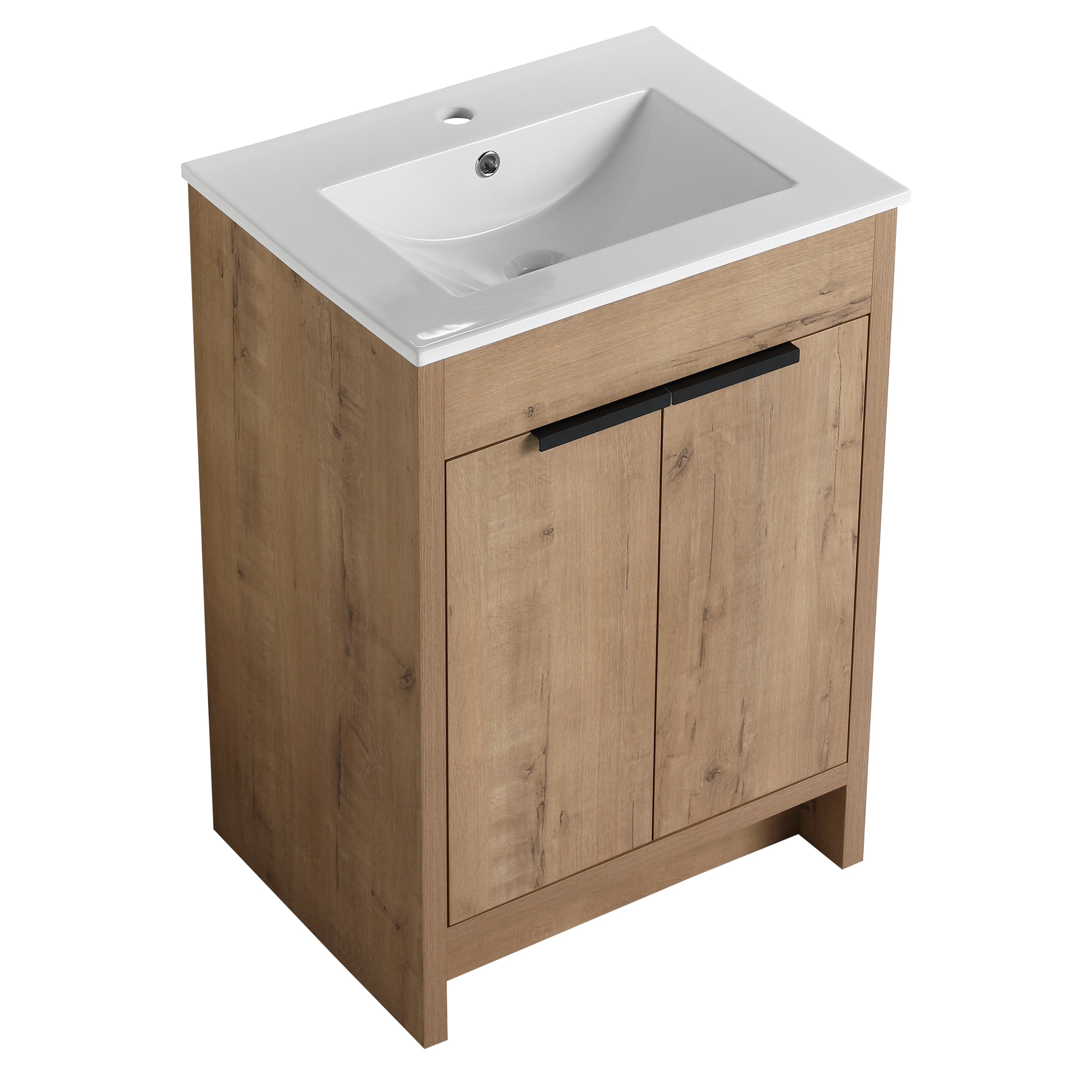 24" Freestanding Bathroom Vanity with White Ceramic Sink & 2 Soft-Close Cabinet Doors ((KD-PACKING),BVB02424IMO-G-BL9060B