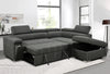 99.5" Modern 2 in 1 Convertible Sofa Bed with Pull-Out Bed and Chaise Lounge with Adjustable Headrest, L Shaped Couches for Living Room Apartment w/Storage Ottoman, and Cup Holder, Dark Grey